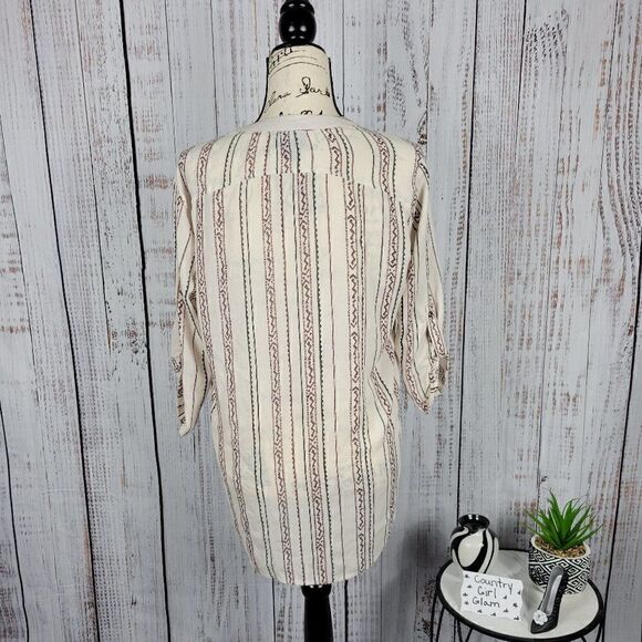 ANGIE Small 100% Rayon Western Cowgirl Boho Chic Aztec Oversized Tunic Blouse - Picture 6 of 8